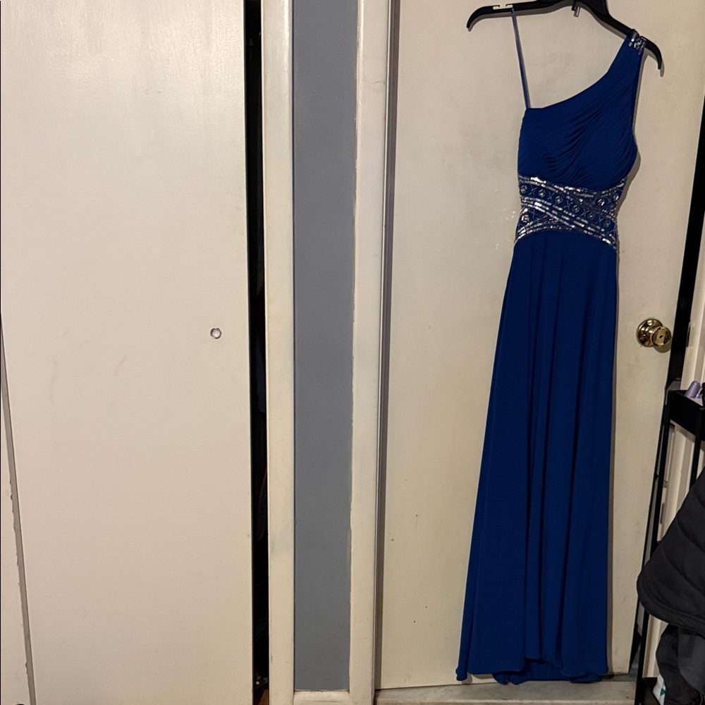 Betsy & Adam Royal Blue One-Shoulder Dress